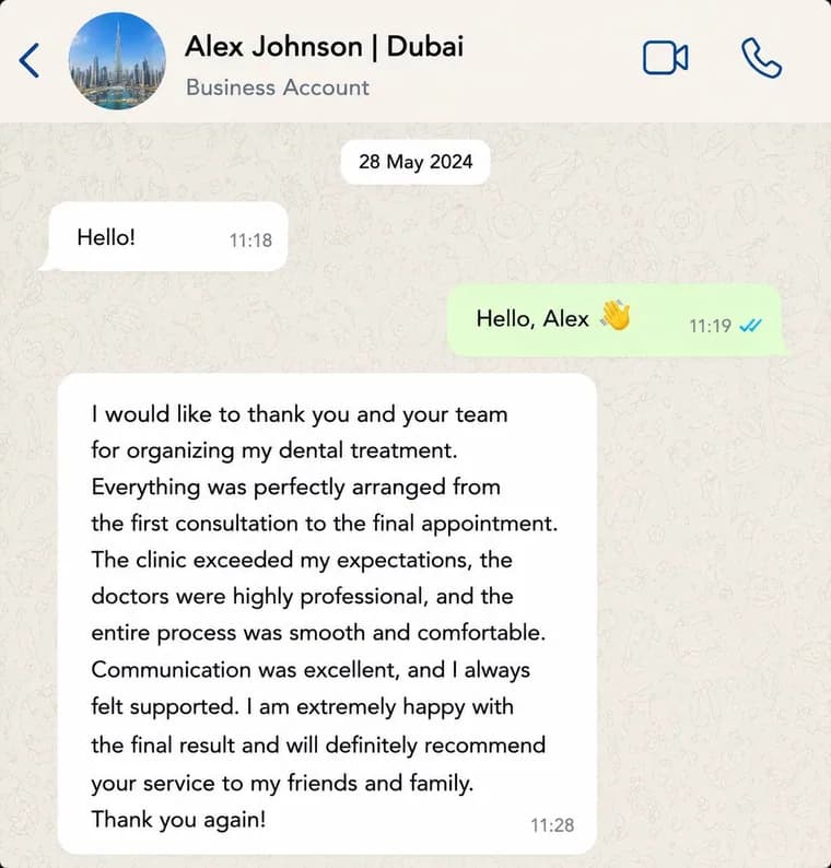 Скриншот отзыва пациента Alex J.